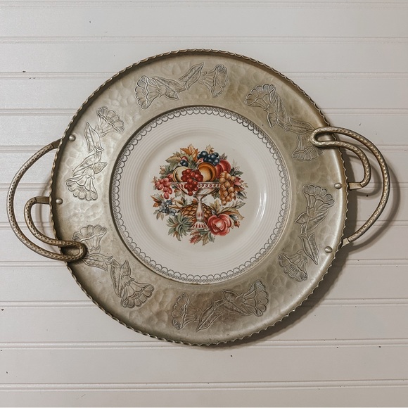 Other - Vintage Farberware Wrought Aluminum & Triumph Limoges Center Plate Platter